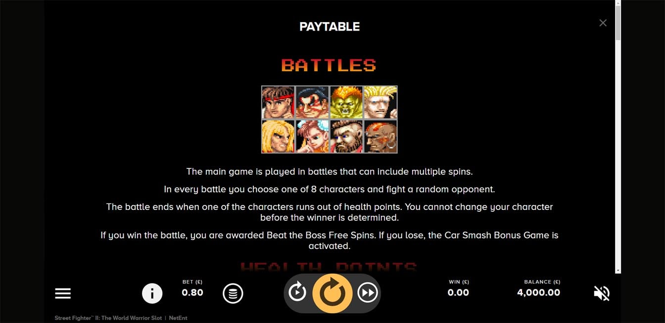 Street Fighter II: The World Warrior Slot Battles Bonus