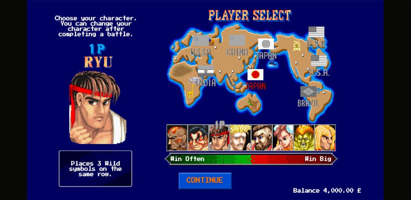 Street Fighter II: The World Warrior Slot Player Select