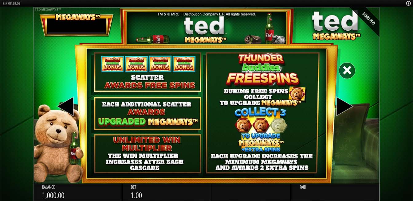 Ted Megaways Slot Symbols