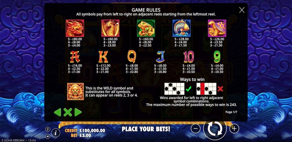 5 Lions Reborn Slot Game