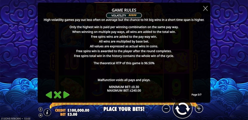 5 Lions Reborn Slot Game